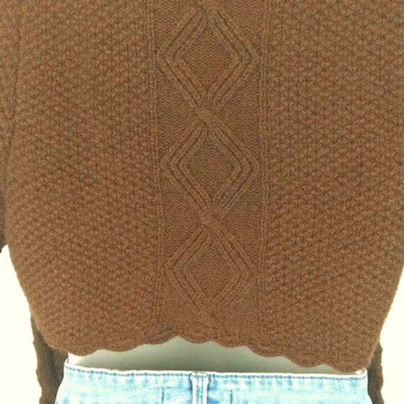 Anthropologie sleeping on snow  brown Wool/ Angora cable knit sweater Vest sz XS - Picture 10 of 13
